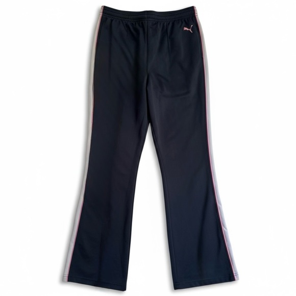 Puma Track Pants Flare Leg Athletic Stripe Retro Y2K Activewear Navy Pink Medium - Picture 1 of 8